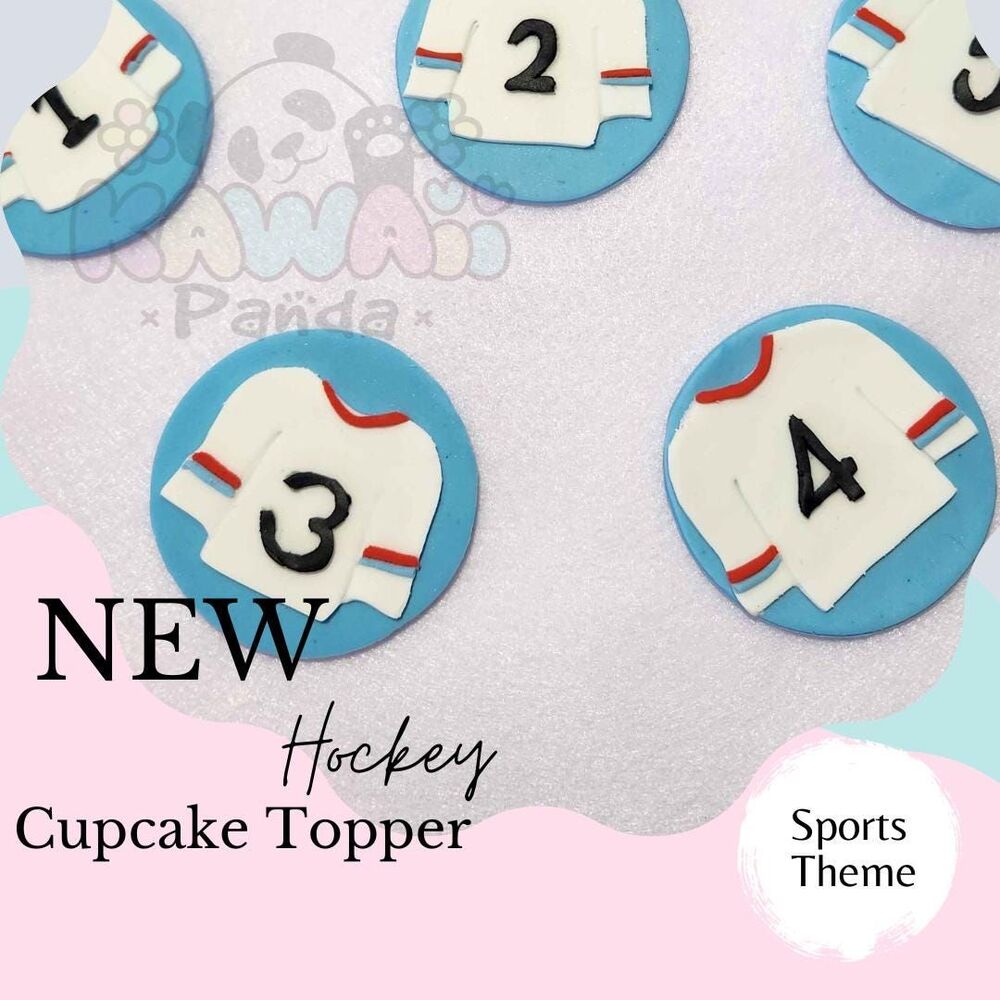 Fondant Hockey Cake Topper - Fondant Hockey Puck  Fondant Hockey Stick 30 pieces